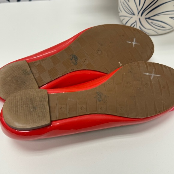 6 - Vintage Kade Spade Red Flats with a Pink Bow & Gold Stud - Picture 8 of 8